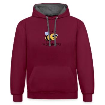 PLATTDEUTSCH PLÜSCHMORS JUNGE HUMMEL BIENE SHIRT - Kontrast-Hoodie - Weinrot/Anthrazit - Vorne - Anna (173cm) & Nico (186cm)