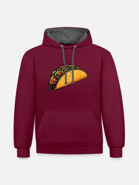 Tacos - Sweat à capuche contrasté - bordeaux/anthracite