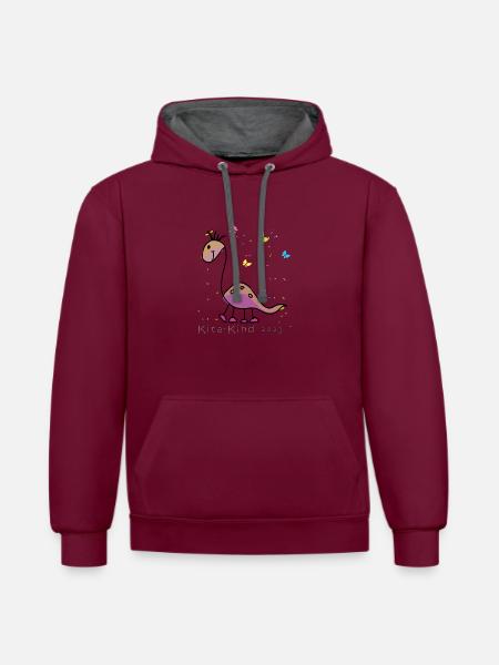 Kindergarten 2023 - Contrast hoodie - burgundy/charcoal