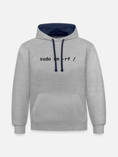 sudo rm rf - Kontrast-Hoodie - Grau meliert/Navy
