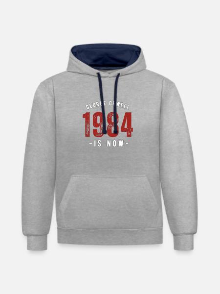 GEORGE ORWELL 1984 - Contrast hoodie - heather grey/navy