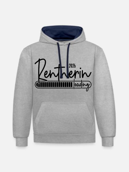 Rentnerin 2026 Loading - Kontrast-Hoodie - Grau meliert/Navy