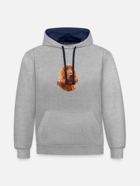 Irish Setter Red - Kontrast-Hoodie - Grau meliert/Navy