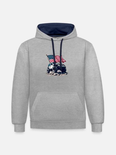 American Off-Road - Contrast hoodie - heather grey/navy