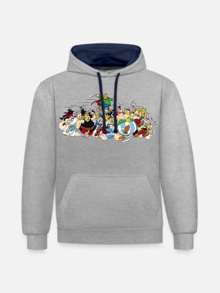 Asterix & Obelix - Attacke - Kontrast-Hoodie - Grau meliert/Navy