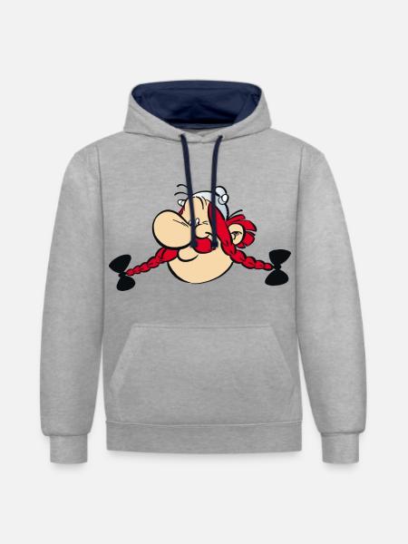 Asterix & Obelix - Obelix Face - Contrast hoodie - heather grey/navy