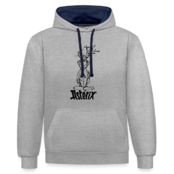 Asterix & Obelix - Asterix Modell - Kontrast-Hoodie - Grau meliert/Navy - Vorne - Liana (172cm) & Jaron (178cm)