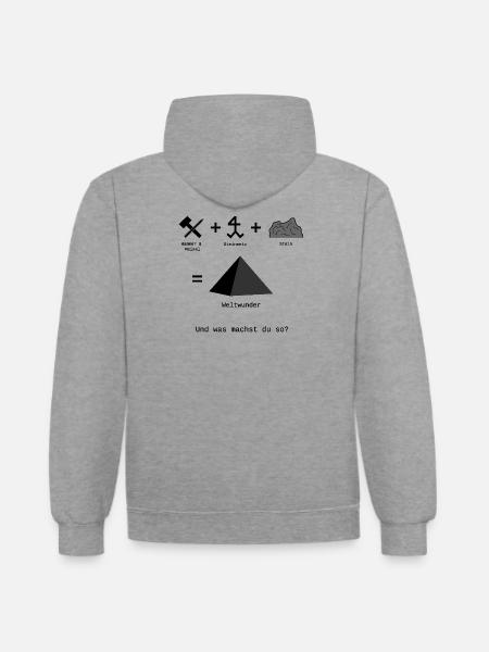 Weltwunder - Kontrast-Hoodie - Grau meliert/Navy
