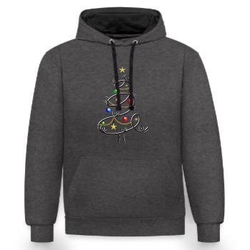 Tannenbaum Weihnachtsbaum Christbaum Weihnachten - Kontrast-Hoodie - Anthrazit/Schwarz - Vorne - Anna (173cm) & Nico (186cm)