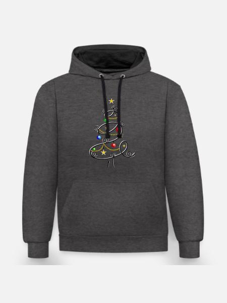 Tannenbaum Weihnachtsbaum Christbaum Weihnachten - Kontrast-Hoodie - Anthrazit/Schwarz