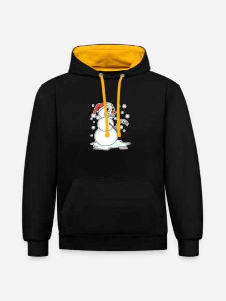 Snowman funny - Contrast hoodie - black/gold