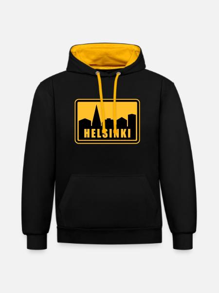 Helsinki - Sweat à capuche contrasté - noir/or