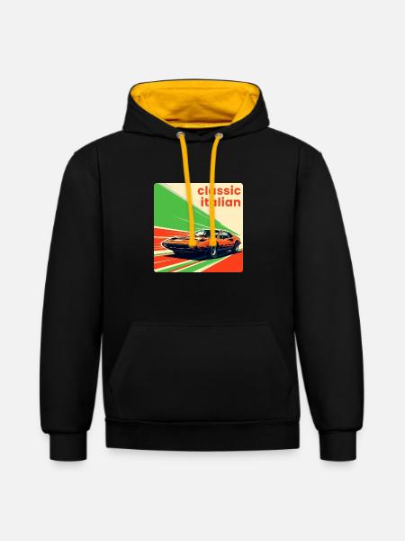 Classic Italian Sportscar - Contrast hoodie - black/gold