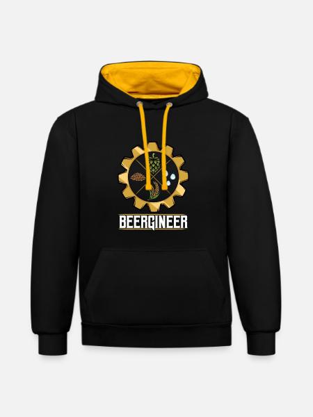Beergineer Brau-Gear Emblem - Contrast hoodie - black/gold