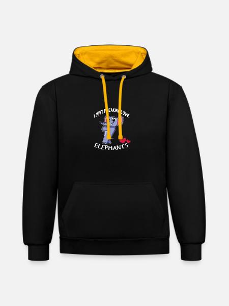 J'aime les éléphants - Sweat à capuche contrasté - noir/or