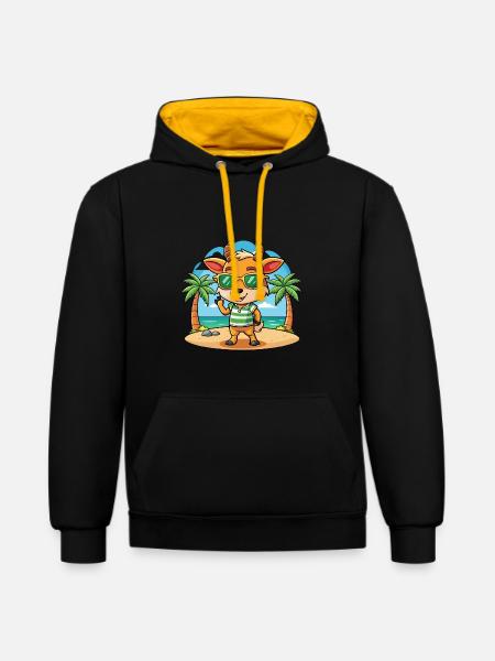Antelope Funny Cartoon Summer Beach Sunglasses - Contrast hoodie - black/gold