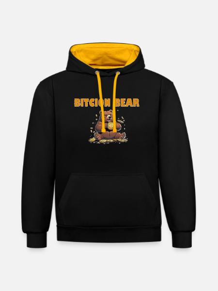 Bitcoin Bär  - Kontrast-Hoodie - Schwarz/Gold