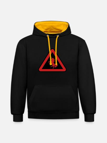 Achtung Einhorn, Gefahr - Kontrast-Hoodie - Schwarz/Gold