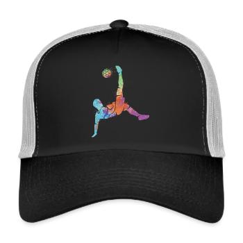 Fußball spielen Kinder Fußballer Fussball Jungen - Trucker Cap - Schwarz/Steingrau - Vorne