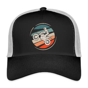 Motorrad Dirtbike Biker Jungen Kinder Motocross - Trucker Cap - Schwarz/Steingrau - Vorne
