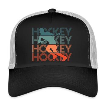 Vintage Feldhockey Spieler Hockey Hockeyspieler - Trucker Cap - Schwarz/Steingrau - Vorne