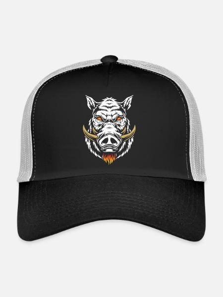 Flammendes Wildschwein - Trucker Cap - Schwarz/Steingrau