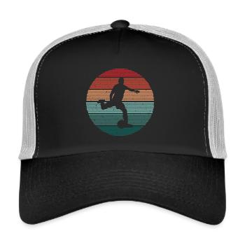 Fußballer Vintage Fußballtrainer Fußballspieler - Trucker Cap - Schwarz/Steingrau - Vorne