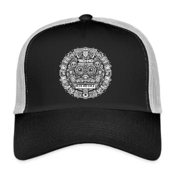 Techno Music Logo - Trucker Cap - Schwarz/Steingrau - Vorne
