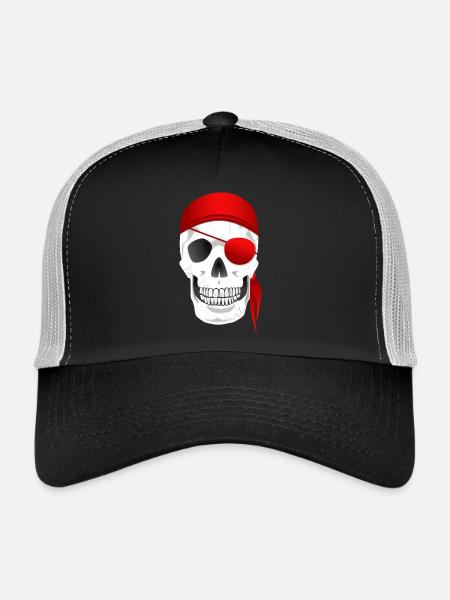 Totenkopf Pirat - Trucker Cap - Schwarz/Steingrau