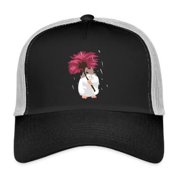 Knuffiger Hamster Löwenzahnblüte - Trucker Cap - Schwarz/Steingrau - Vorne