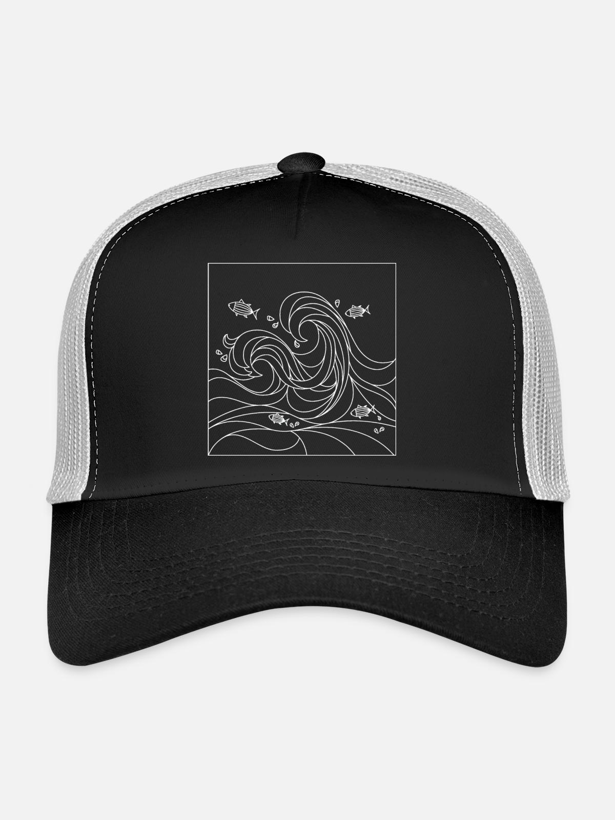 geometric ocean - Trucker Cap - black/stone grey - Front