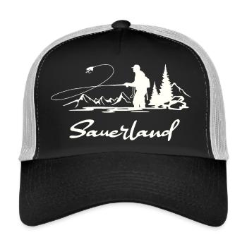 Sauerland Fliegenfischen - Trucker Cap - Schwarz/Steingrau - Vorne