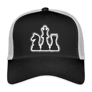 Schachfiguren Schachspiel Kinder Schach Jungen - Trucker Cap - Schwarz/Steingrau - Vorne