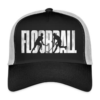 Floorballer Floorballspieler Schriftzug Floorball - Trucker Cap - Schwarz/Steingrau - Vorne