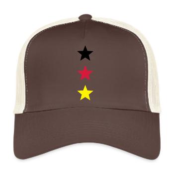 Flagge Deutschland Stern schwarz rot gold - Trucker Cap - Braun/Beige - Vorne