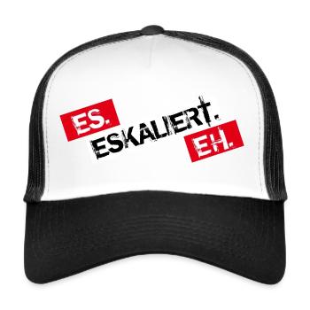 Es Eskaliert Eh - Trucker Cap - Weiß/Schwarz - Vorne