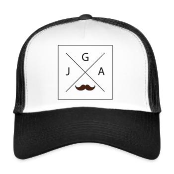 JGA - Schnurbart - Bräutigam - Trucker Cap - Weiß/Schwarz - Vorne