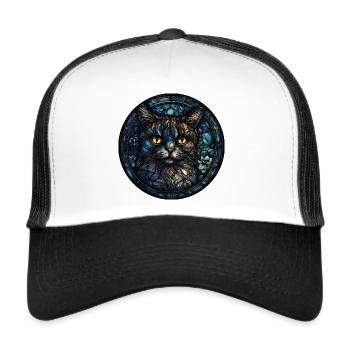 Pixie Bob Katzenrasse Aquarellglas - Trucker Cap - Weiß/Schwarz - Vorne
