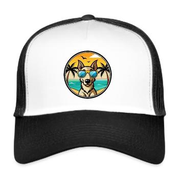Lurcher Dog Breed Cartoon Sunglasses Beach - Trucker Cap - white/black - Front