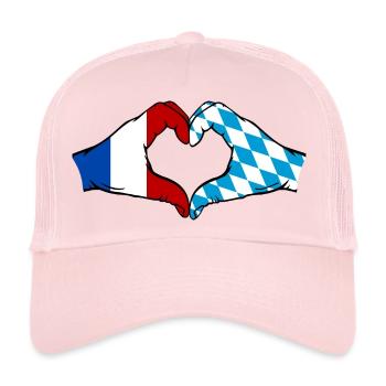 Frankreich Bayern Flagge Hände Herzform - Trucker Cap - Hellrosa - Vorne
