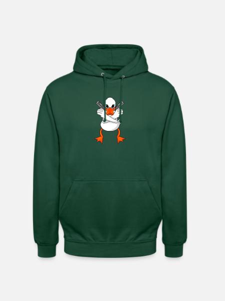 Duck with gun - Unisex Hoodie - bottle green
