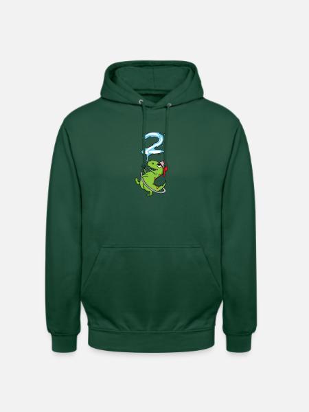 2nd birthday dinosaur fire department - Unisex Hoodie - bottle green
