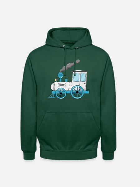 Kinderzug Eisenbahn weiß - Unisex Hoodie - Flaschengrün