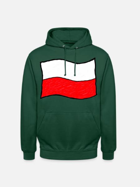 Handgezeichnete polnische Flagge - Unisex Hoodie - Flaschengrün