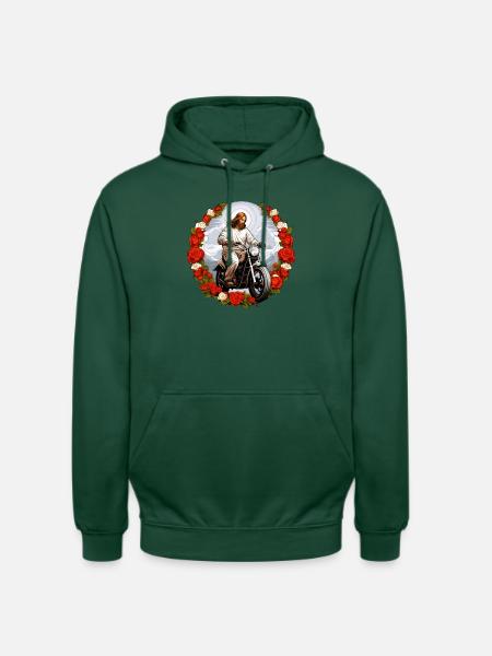 Motorrad Jesus - Unisex Hoodie - Flaschengrün
