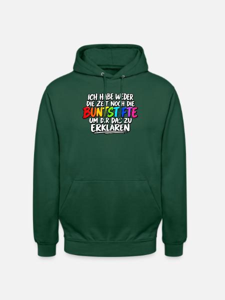 Buntstifte Regenbogen Zitat - Unisex Hoodie - Flaschengrün