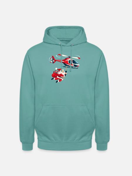 Weihnachtsmann am Hubschrauber - Unisex Hoodie - Pastelltürkis