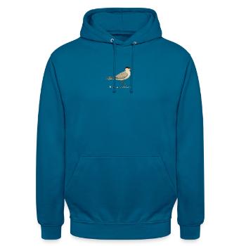 Brandseeschwalbe – Thalasseus sandvicensis - Unisex Hoodie - Tiefseeblau  - Vorne - Alina (178cm) & Michal (187cm)