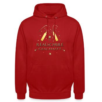 Realschule geschafft Realschulabschluss - Unisex Hoodie - Rot - Vorne - AI Model Male 185 light (185cm) & AI Model Female 180 light (180cm)