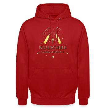 Realschule geschafft Realschulabschluss - Unisex Hoodie - Rot - Vorne - AI Model Male 185 light (185cm) & AI Model Female 180 light (180cm)